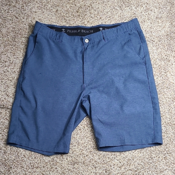 Pebble Beach Blue Flat Front Shorts for Casual Comfort - Picture 1 of 6